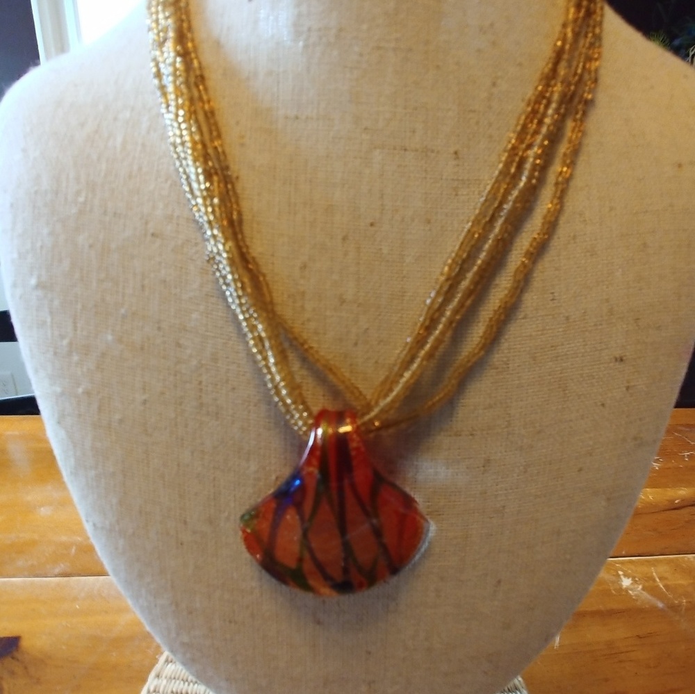 !FINAL 4/$20 Seedbead & Glass Pendant Necklace